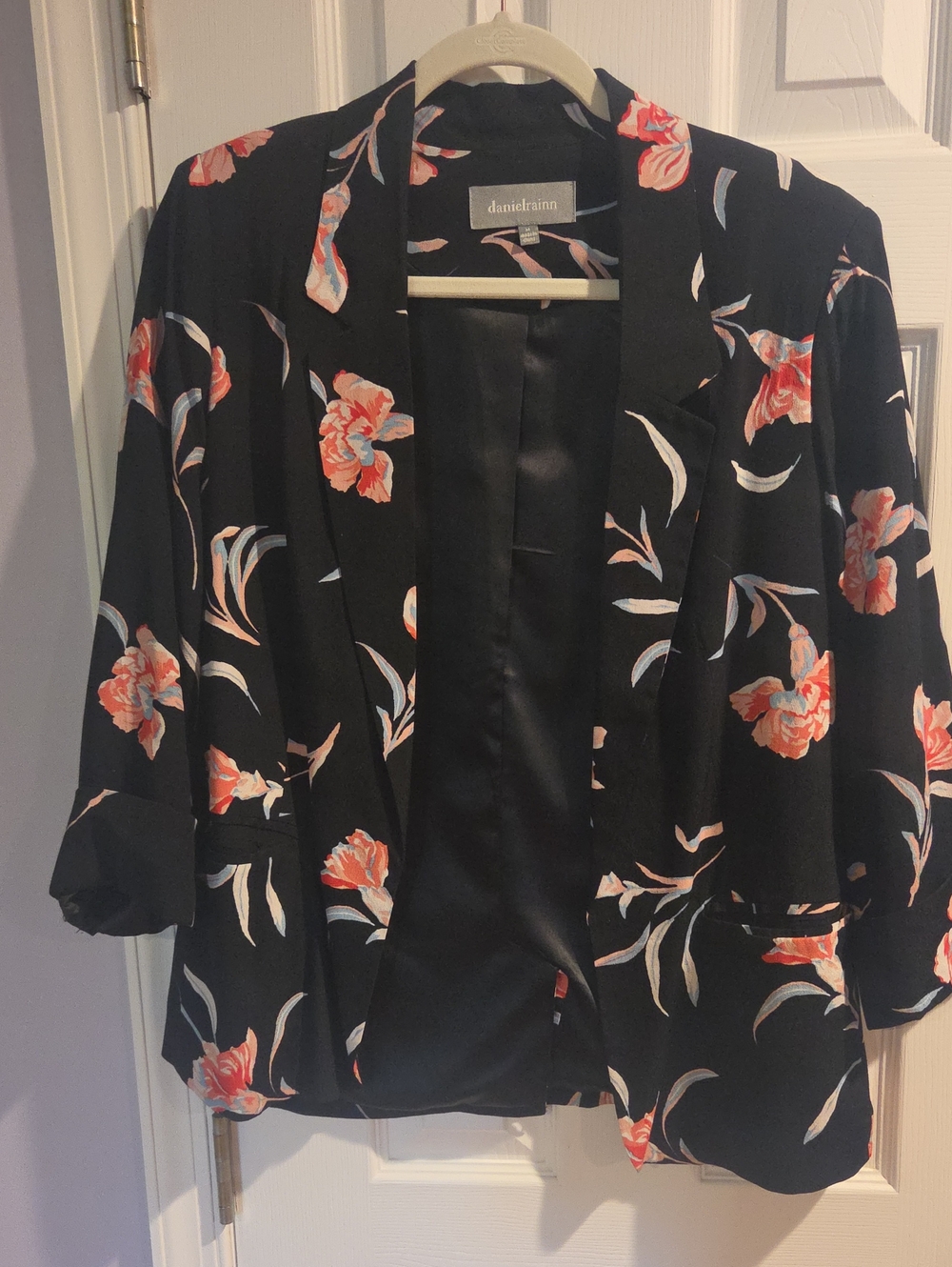 daniel rainn Black Floral Open Blazer Jacket